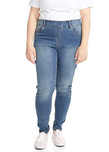 
                  
                    Mid Rise Plus Size Pull On Stretch Denim Jean
                  
                