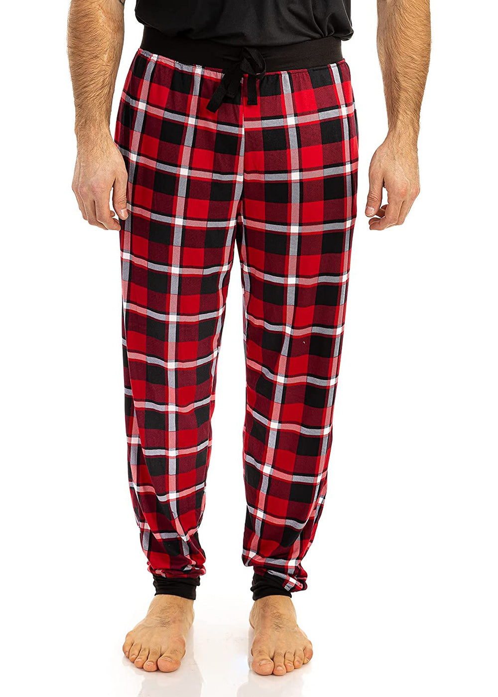 Mens Red Black Pajama - Knit Jogger